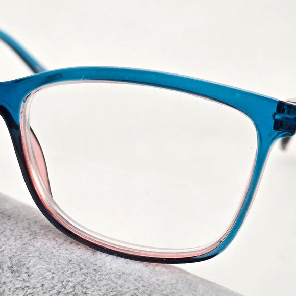Foster Grant Youth Blue & Pink Rectangular Reading Glass Frames +2.5 jj3692 - Picture 2 of 10
